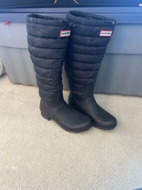 Hunter Black Quilted Tall Women's Winter Rain Boots